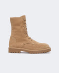 Cashmere Trimmed Suede Combat Boots