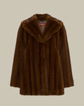 Hazelnut Short Faux Fur Collared Coat