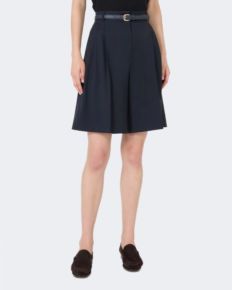 Navy Woolen Cloth Bermuda Shorts