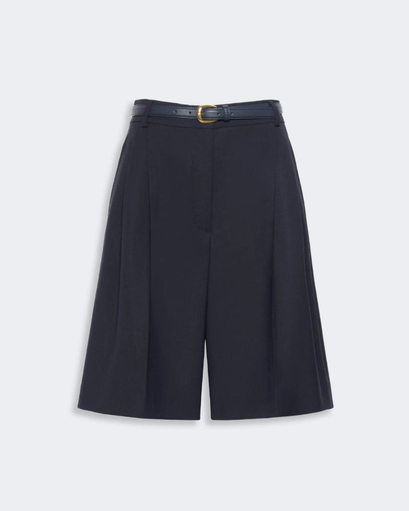 Navy Woolen Cloth Bermuda Shorts