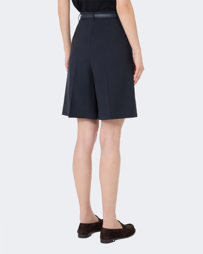 Navy Woolen Cloth Bermuda Shorts