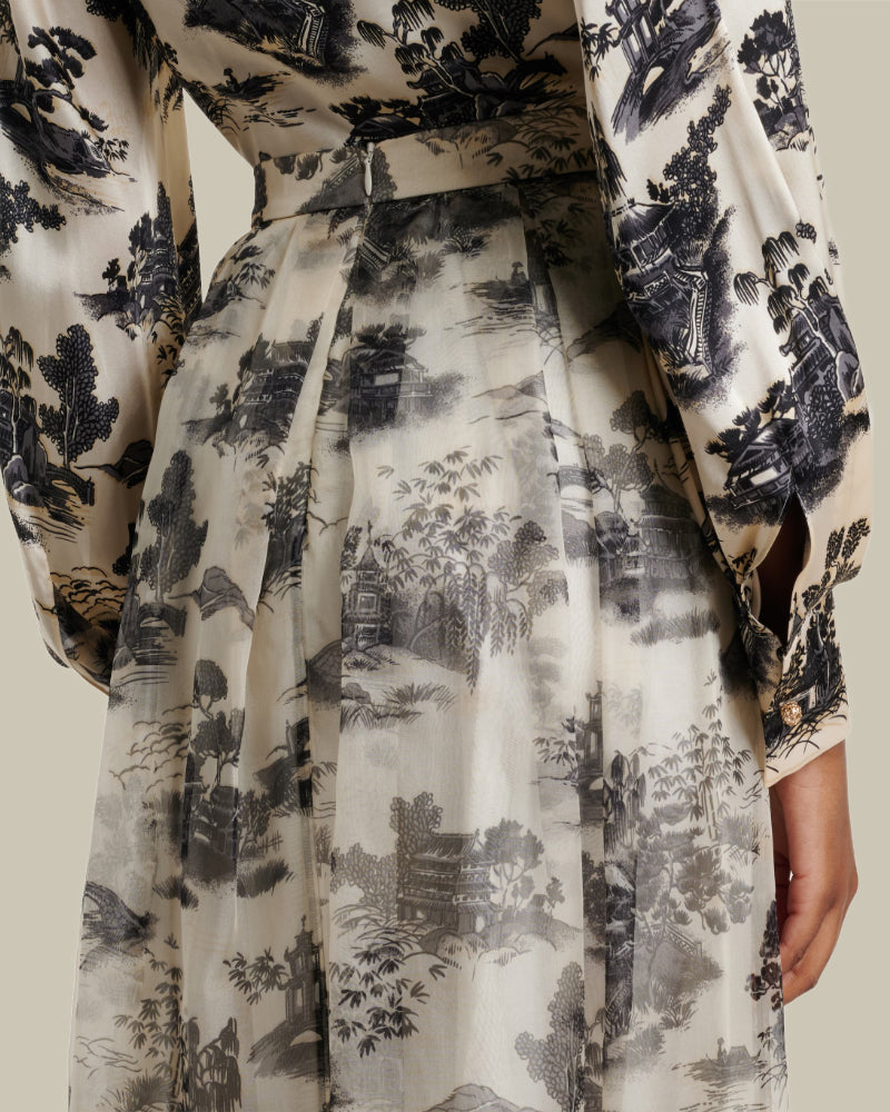 Silk Organza Printed Skirt