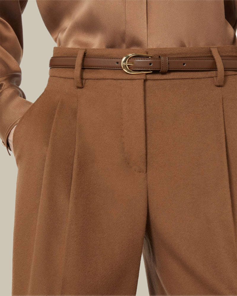 Wool Wide-Leg Trousers Tobacco