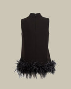 Mock Neck Feather-Trim Top