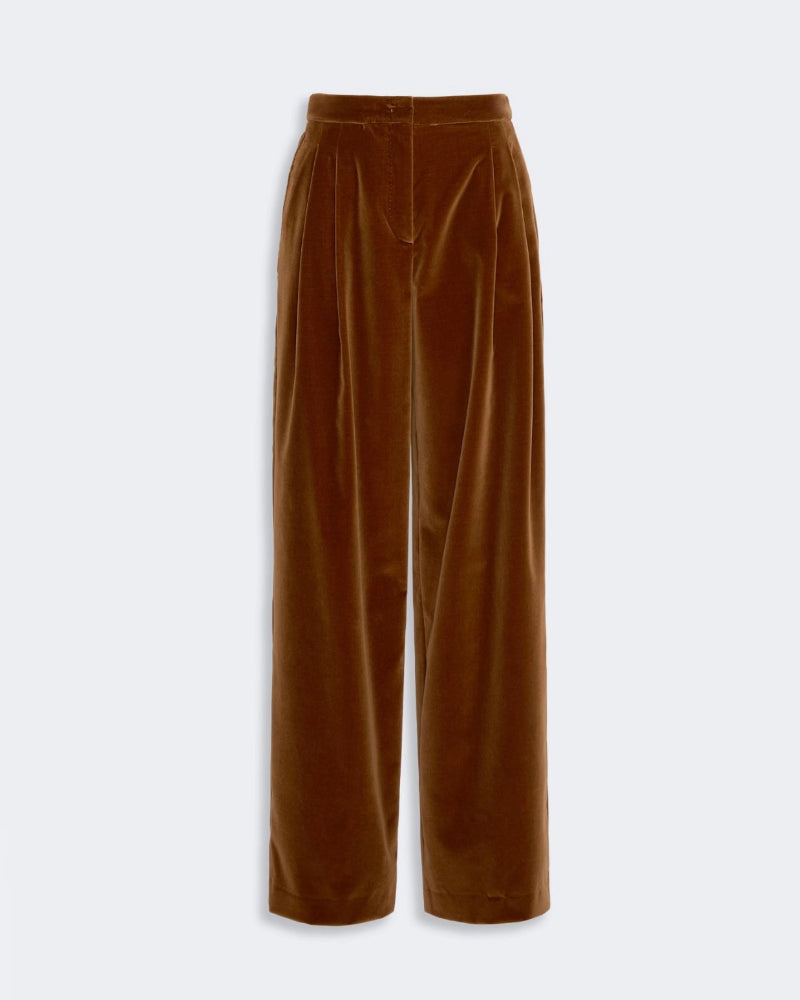 Smooth Cotton Velvet Trouser Burnt Orange