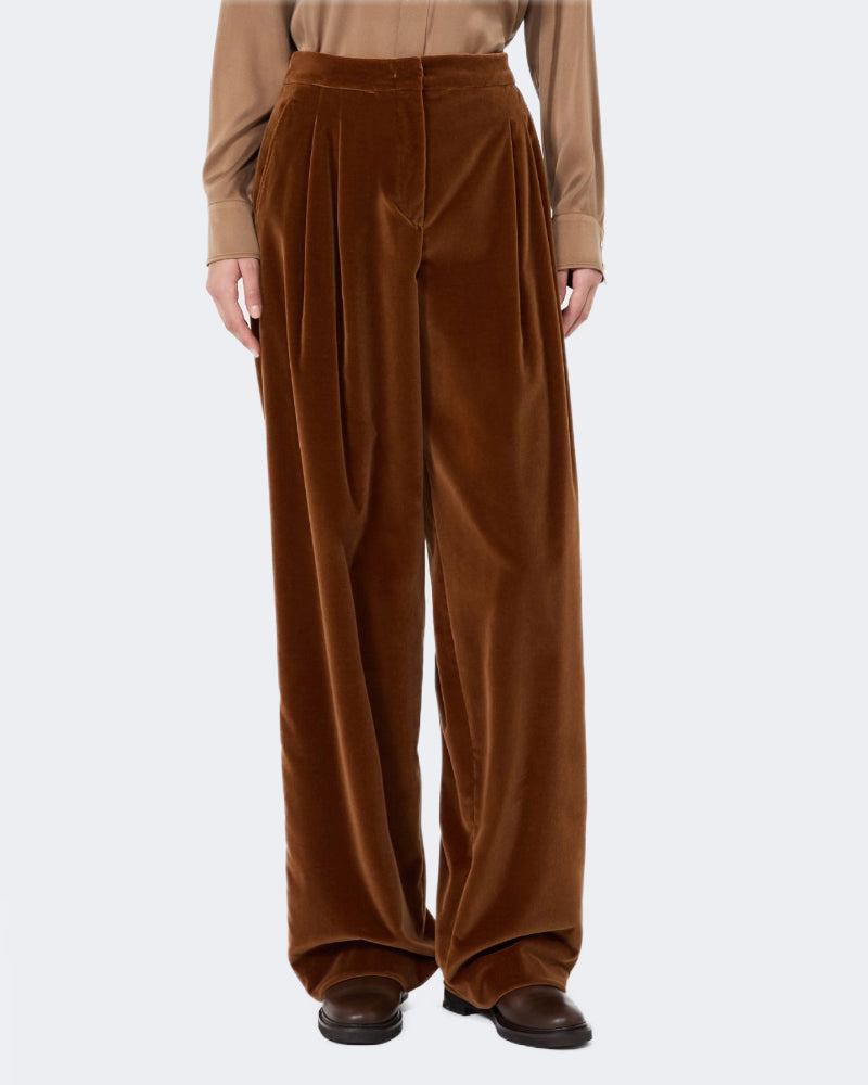 Smooth Cotton Velvet Trouser Burnt Orange