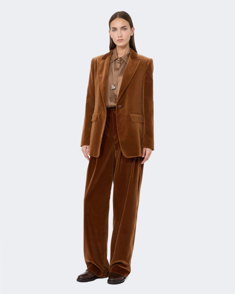 Smooth Cotton Velvet Trouser Burnt Orange