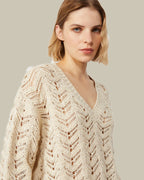 Cotton V Neck Sequin Sweater