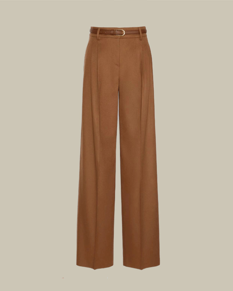Wool Wide-Leg Trousers Tobacco