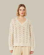 Cotton V Neck Sequin Sweater