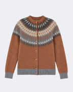 Fair Isle Wool and Mohair Buttoned Sweater Tobacco