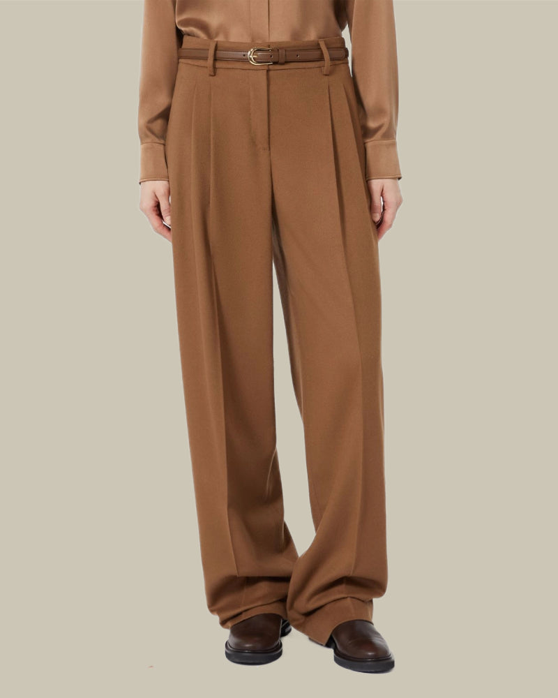 Wool Wide-Leg Trousers Tobacco