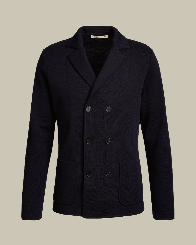 Navy Double Breasted Milano Knitted Blazer