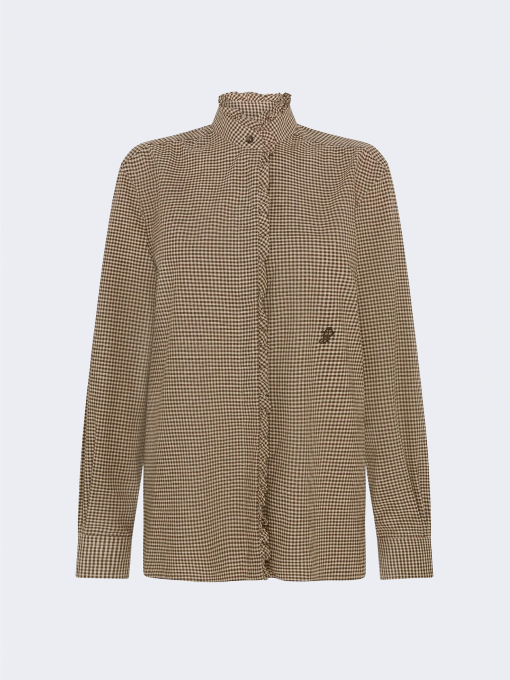 Walnut Micro Check Cotton Pie Crust Shirt