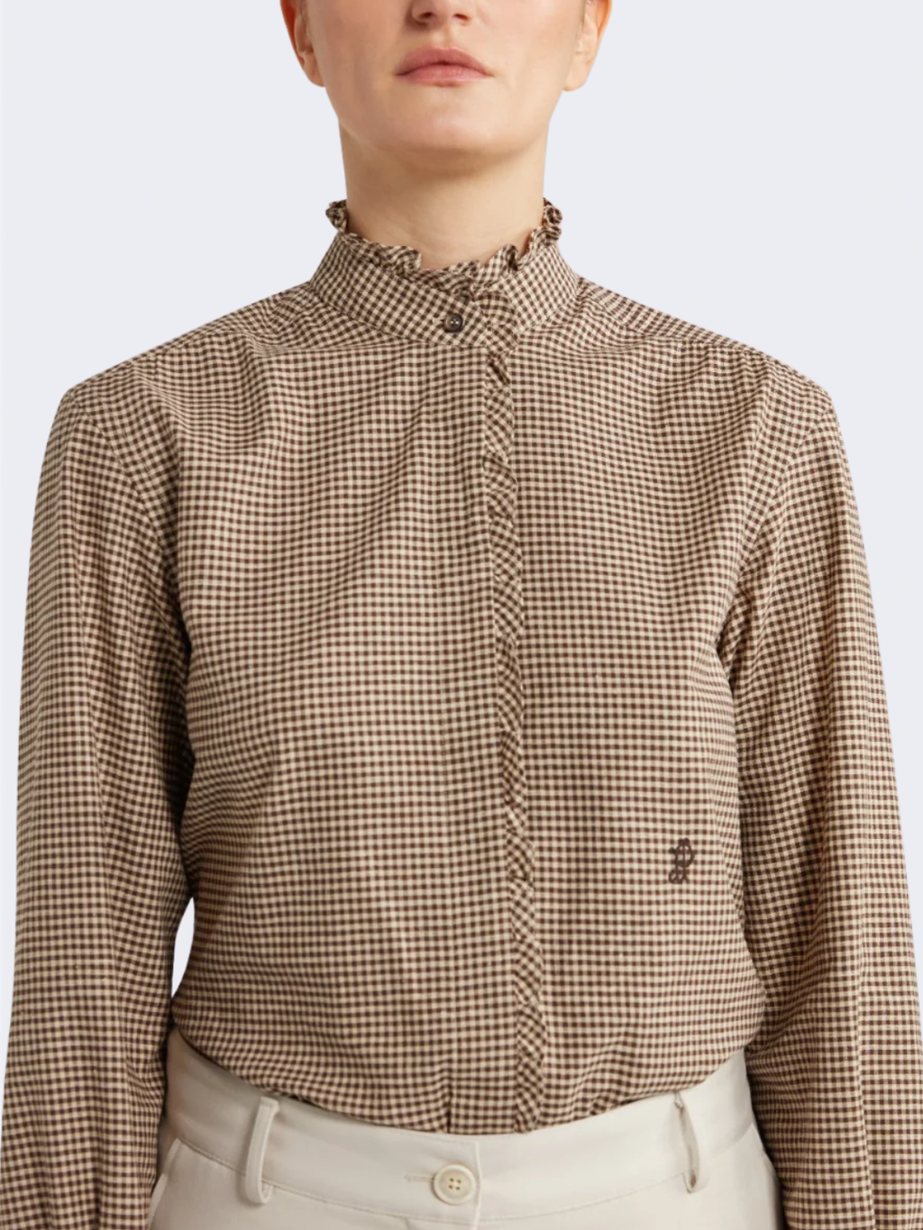Walnut Micro Check Cotton Pie Crust Shirt