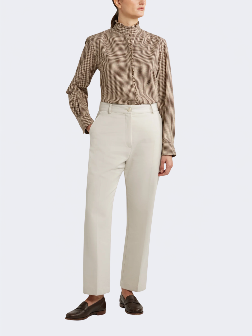 Walnut Micro Check Cotton Pie Crust Shirt