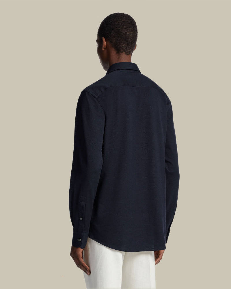 Navy Pure Cotton Jersey Shirt