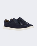 Navy Calf Skin Leather Cupsole Sneaker