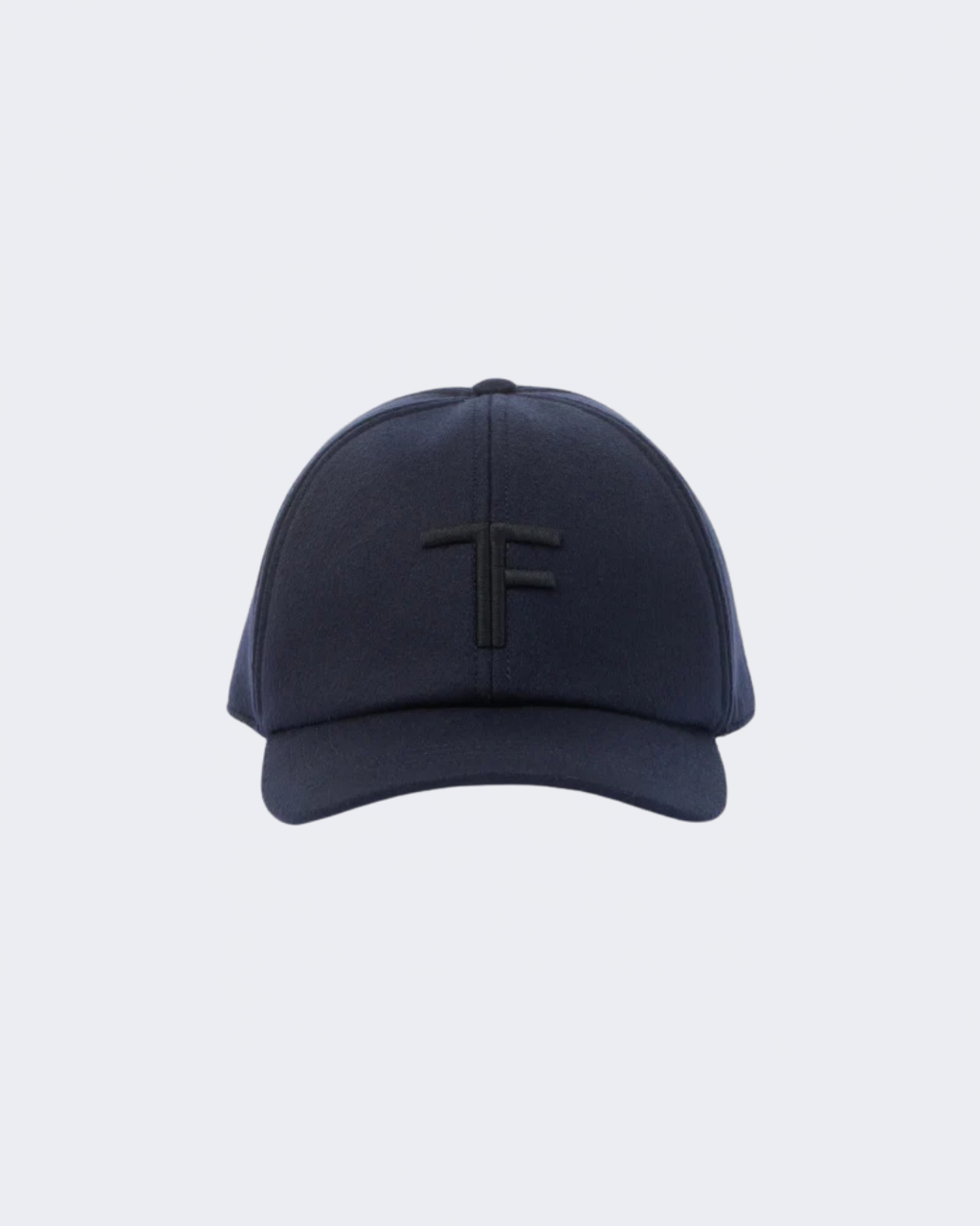 Navy Cashmere Cap With Leather Detailing