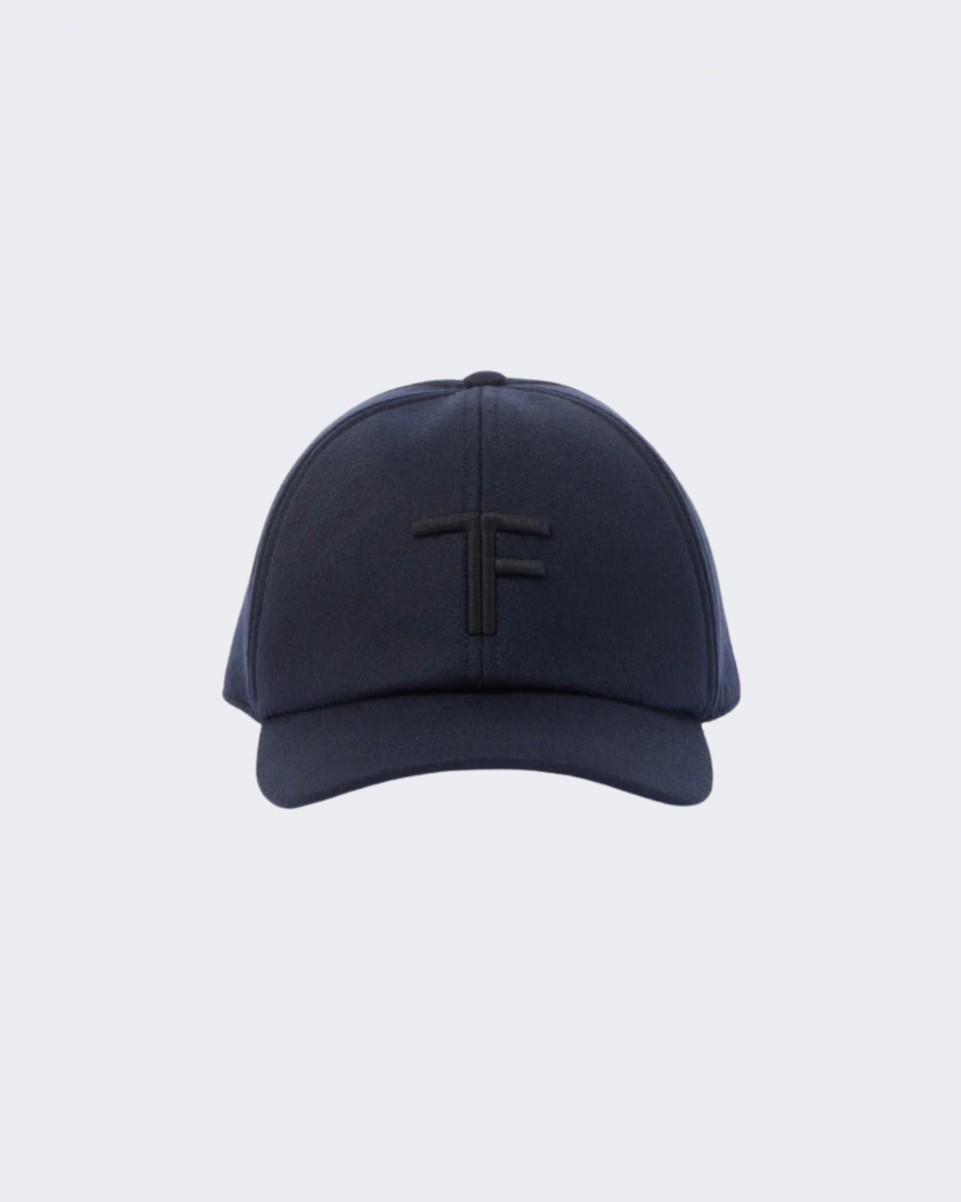 Navy Cashmere Cap With Leather Detailing