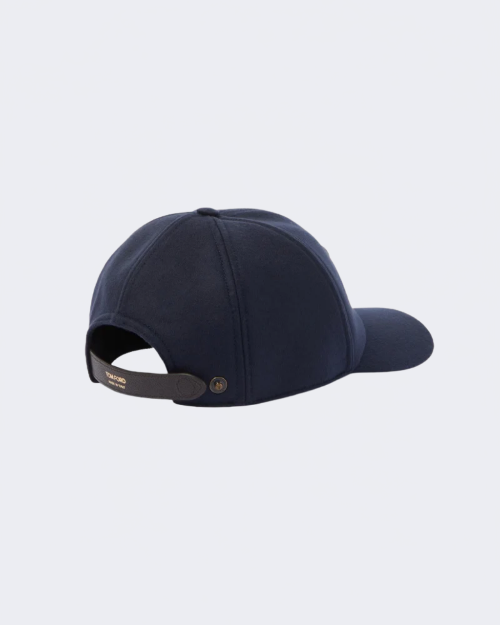 Navy Cashmere Cap With Leather Detailing