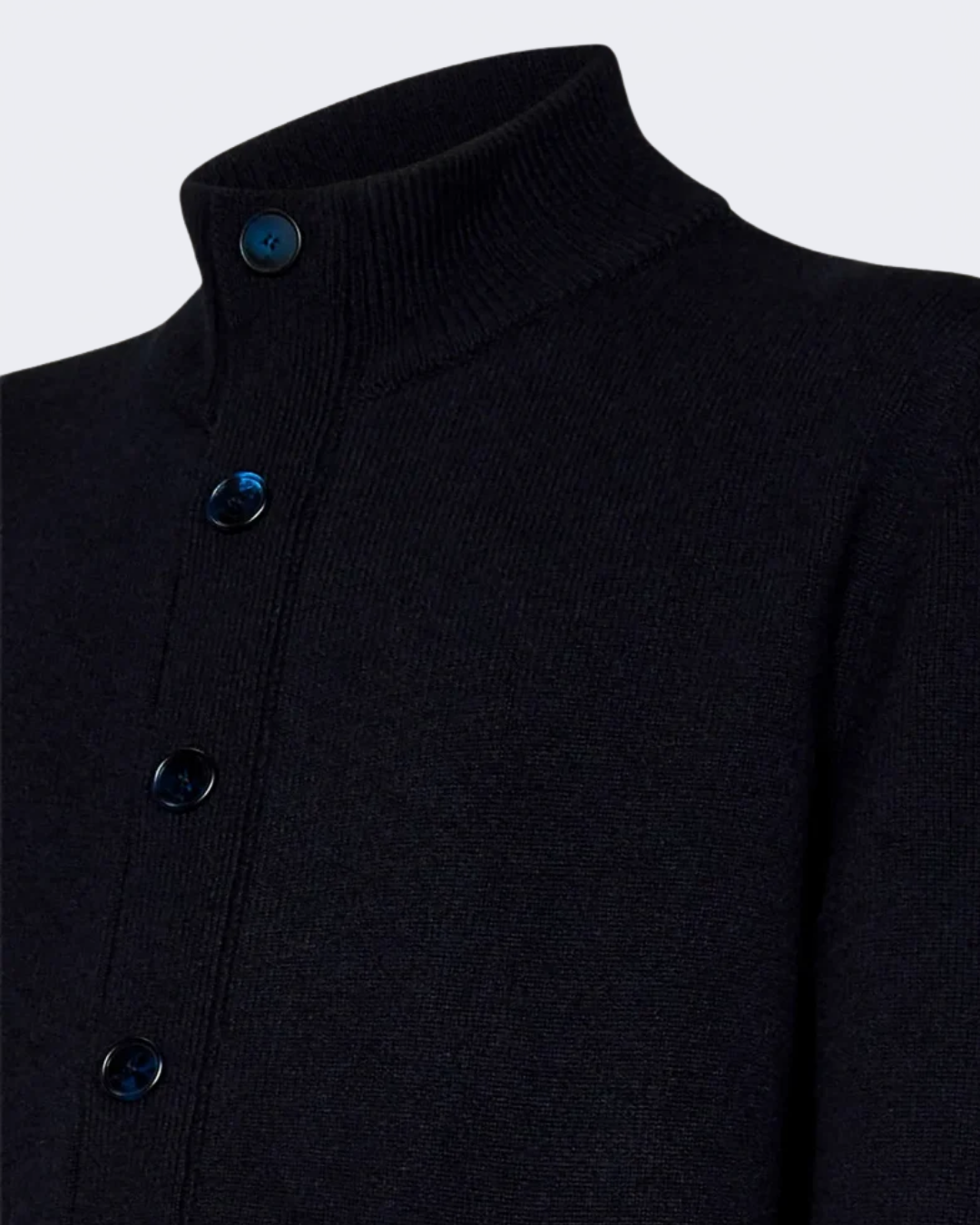 Navy Cashmere Cardigan With Suede Detailing