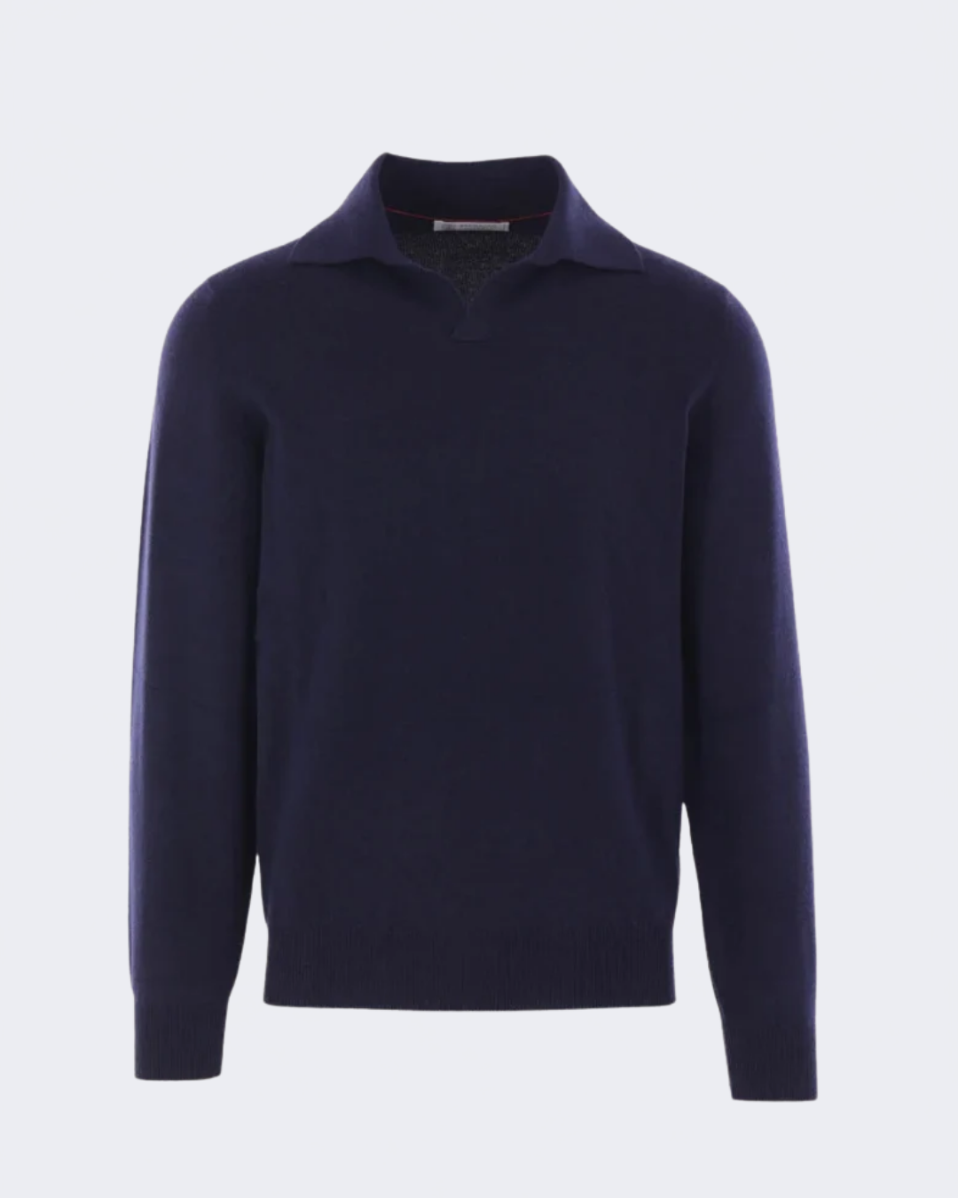 Navy Cashmere Knitted Skipper Collar Polo