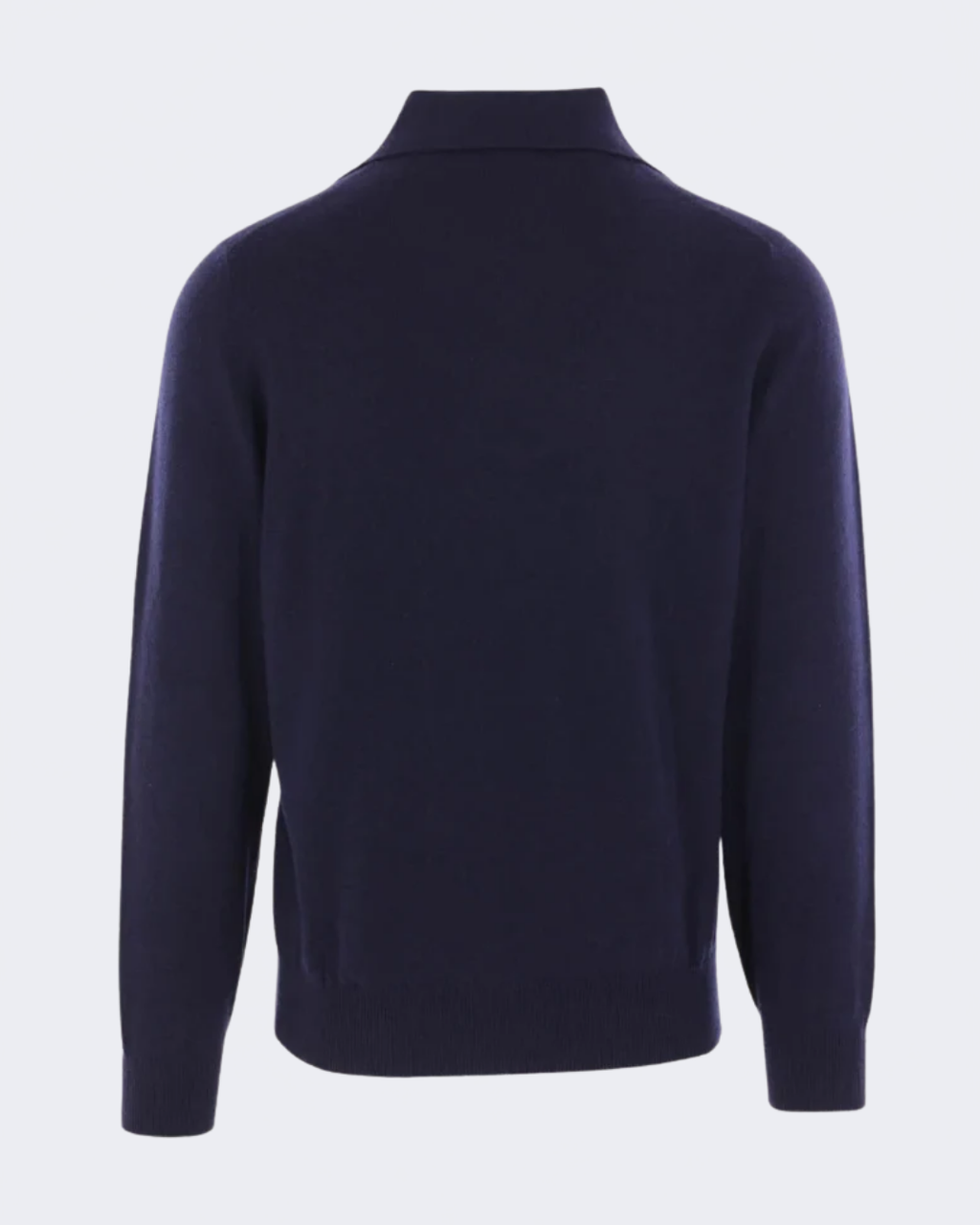 Navy Cashmere Knitted Skipper Collar Polo