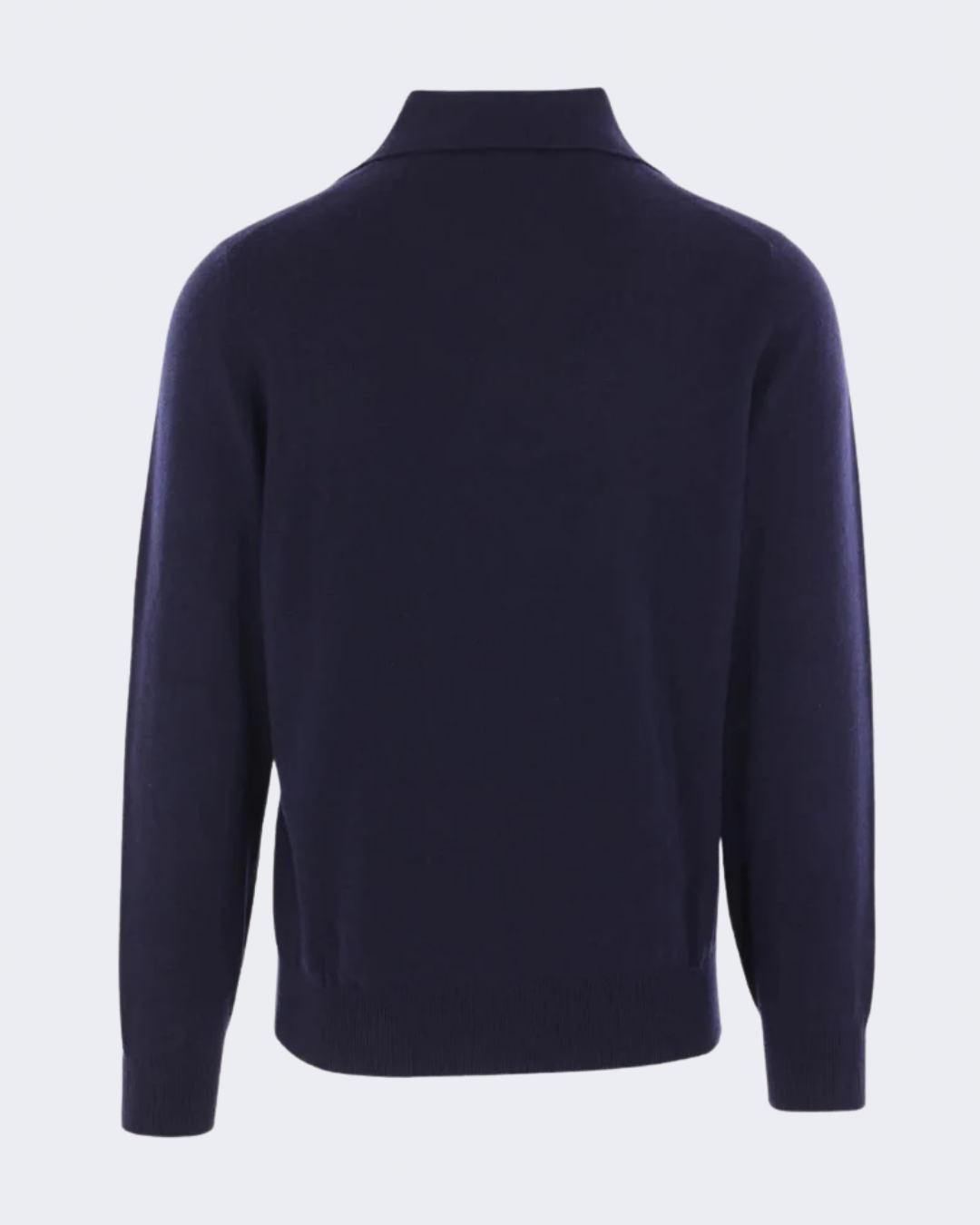 Navy Cashmere Knitted Skipper Collar Polo