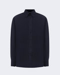 Navy Stretch Cotton Button Down Chevron Flannel Shirt