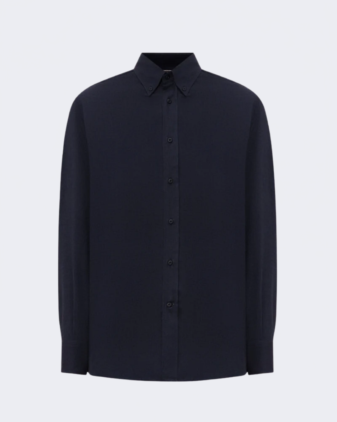 Navy Stretch Cotton Button Down Chevron Flannel Shirt