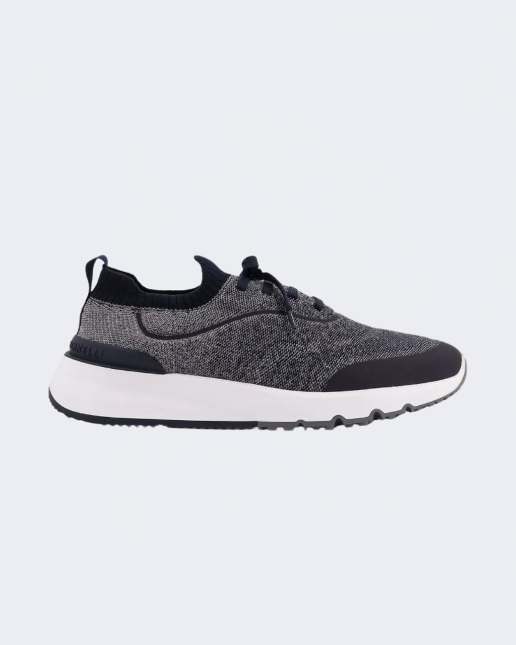 Navy Techno Cotton Knit Runners With Heat Bonded Details