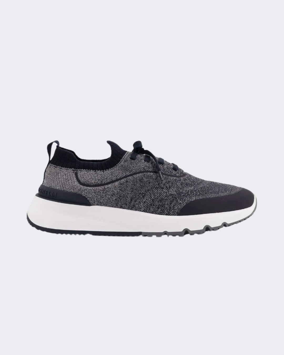 Navy Techno Cotton Knit Runners With Heat Bonded Details
