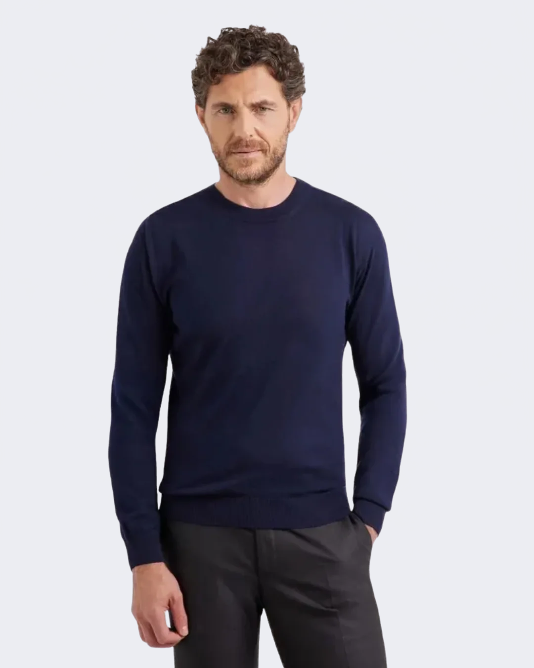 Nuvola Extra Fine Merino Navy Crew Neck
