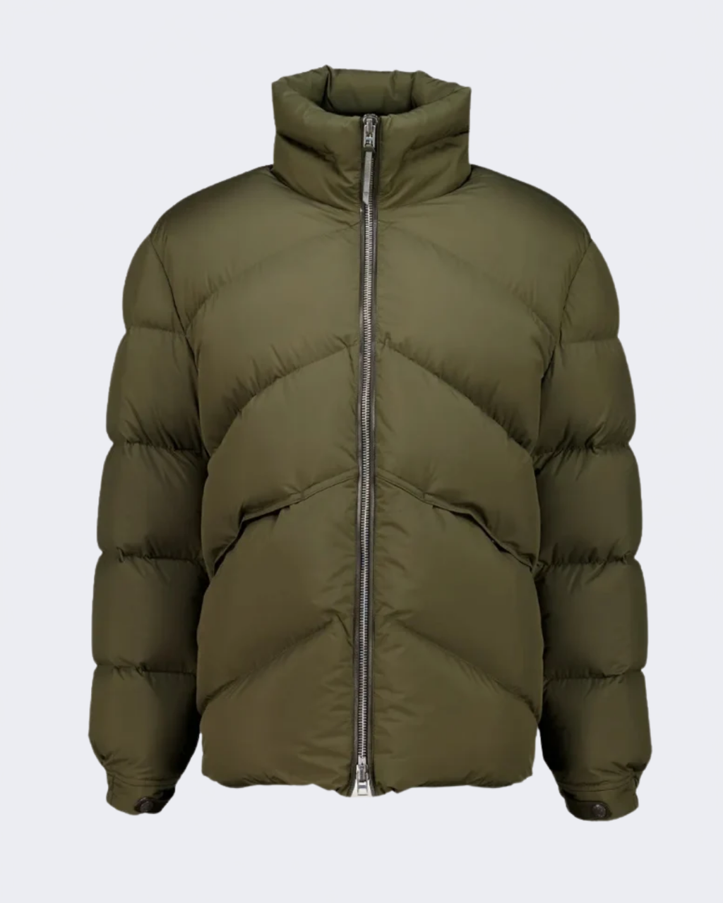 Olive Green Microfibre Down Puffer Jacket
