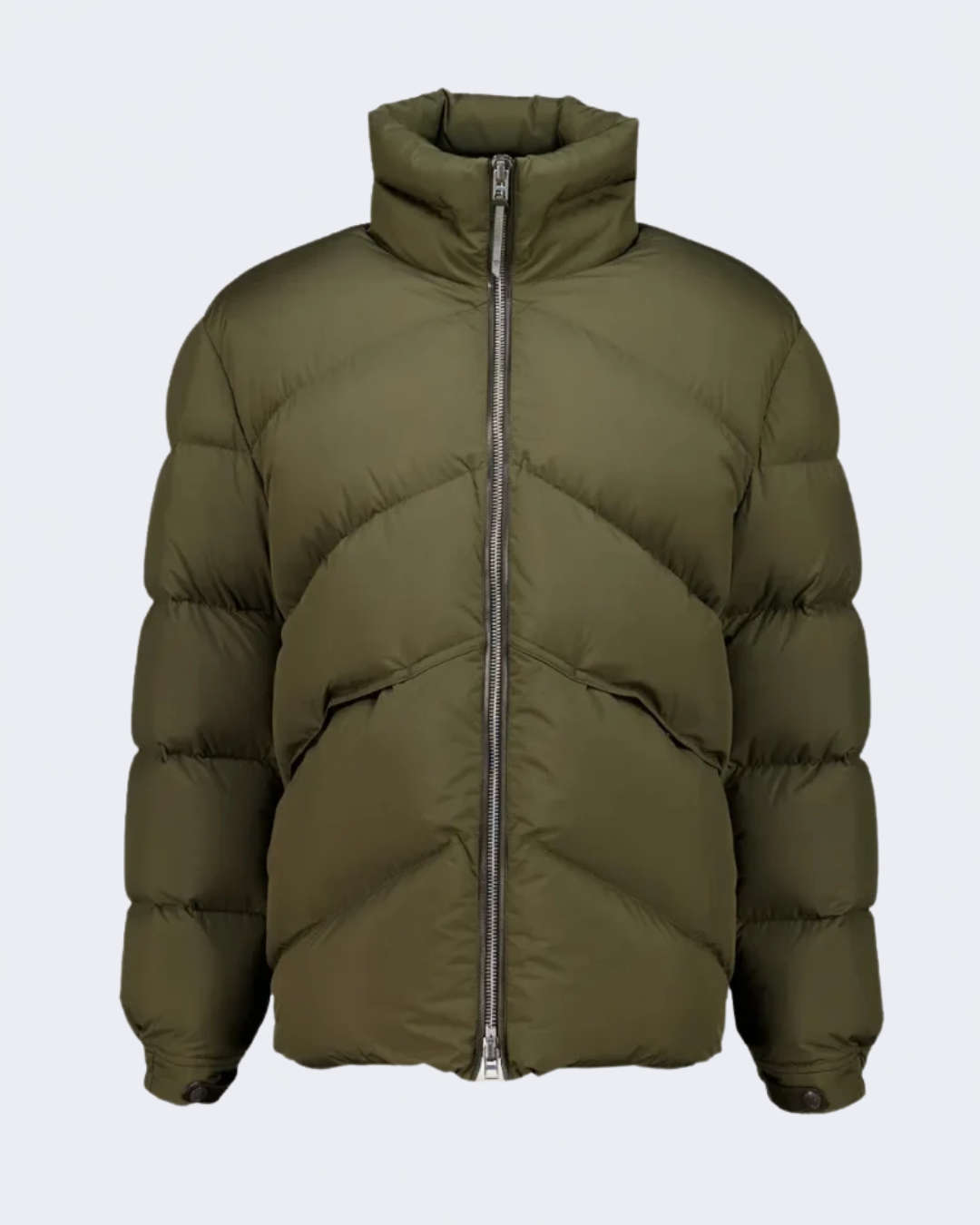 Olive Green Microfibre Down Puffer Jacket