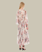 Pleated Tulle Flower Print Dress