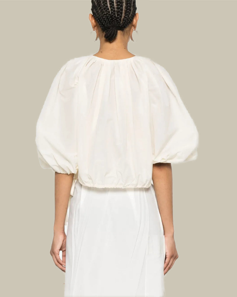 Ivory Nylon Cropped Blouse