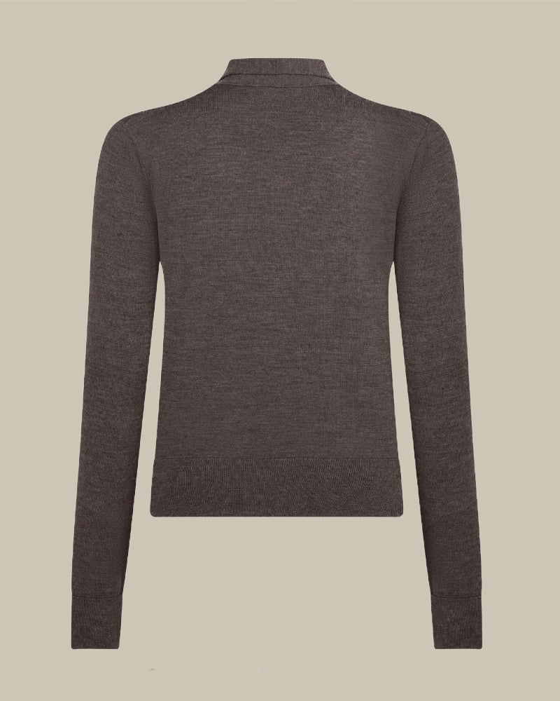 Taupe Brown Newland 14gg Merino Jumper
