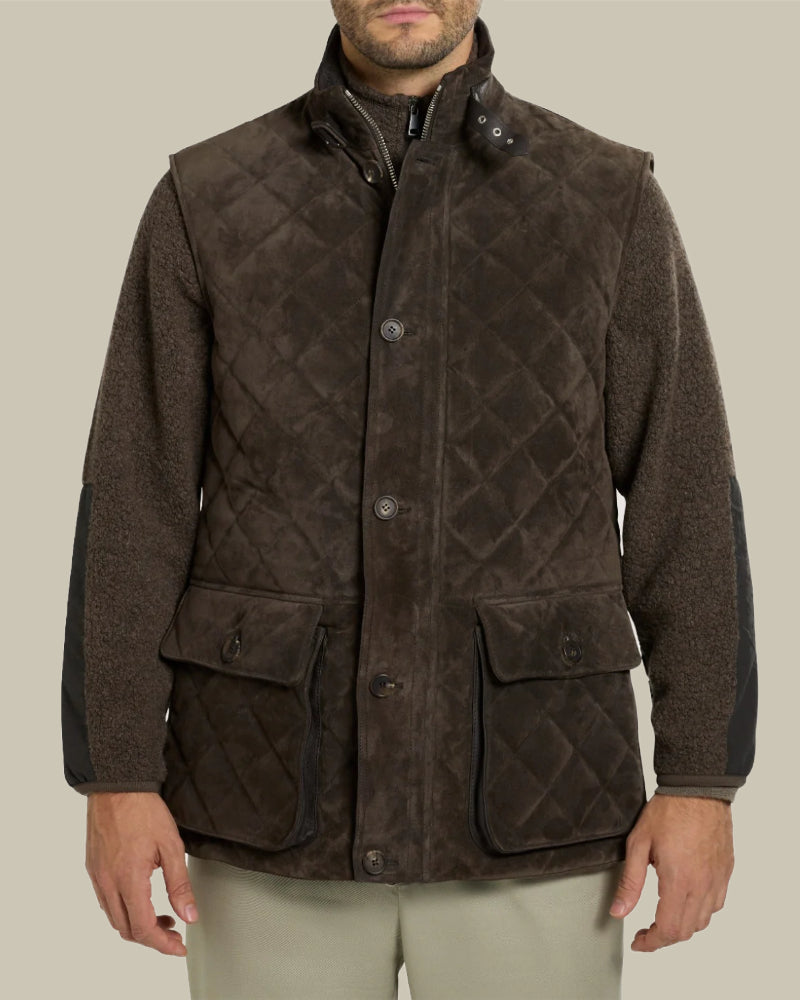 Brown Suede Padded Gilet