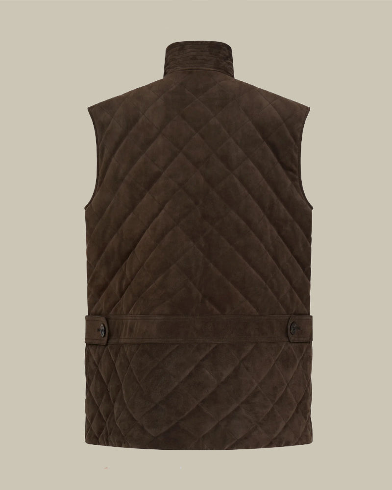 Brown Suede Padded Gilet