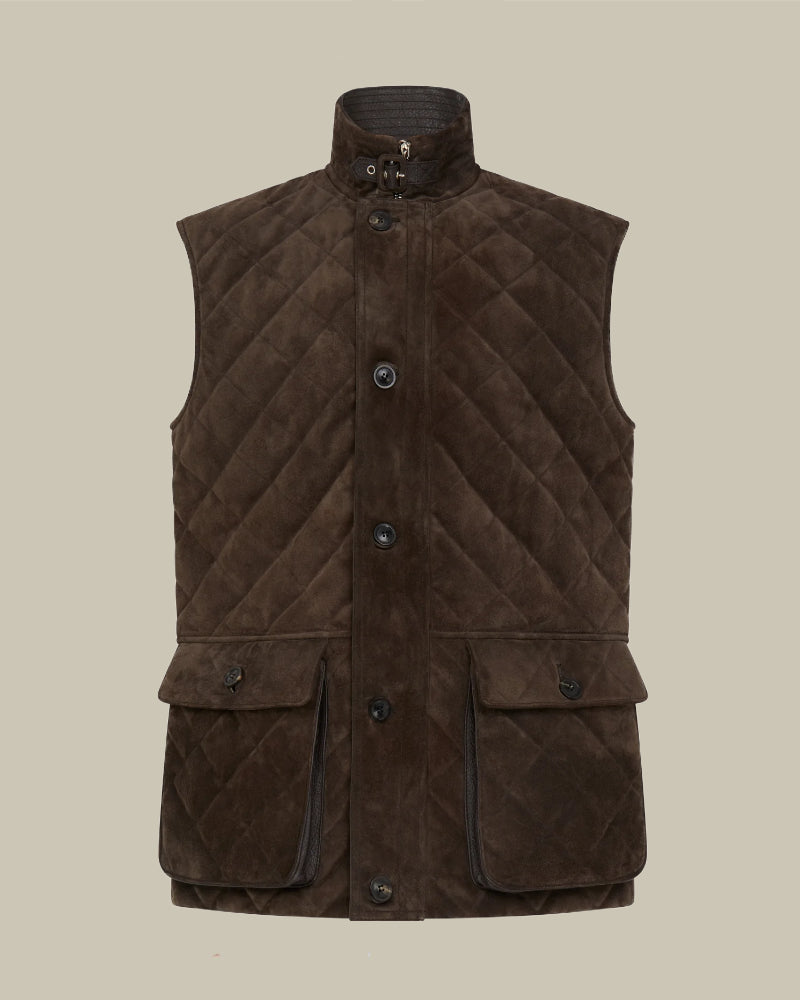 Brown Suede Padded Gilet