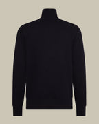 Midnight Cashmere Leather Detail Half Zip