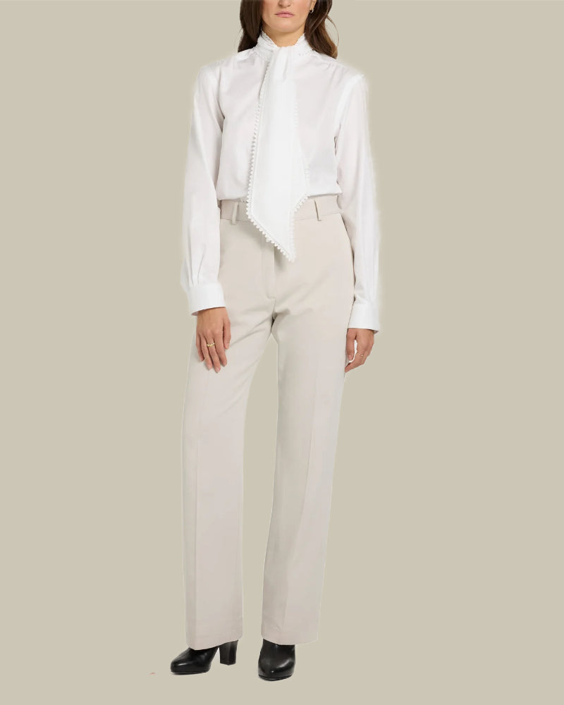 Ivory Lace Stand Collar Shirt