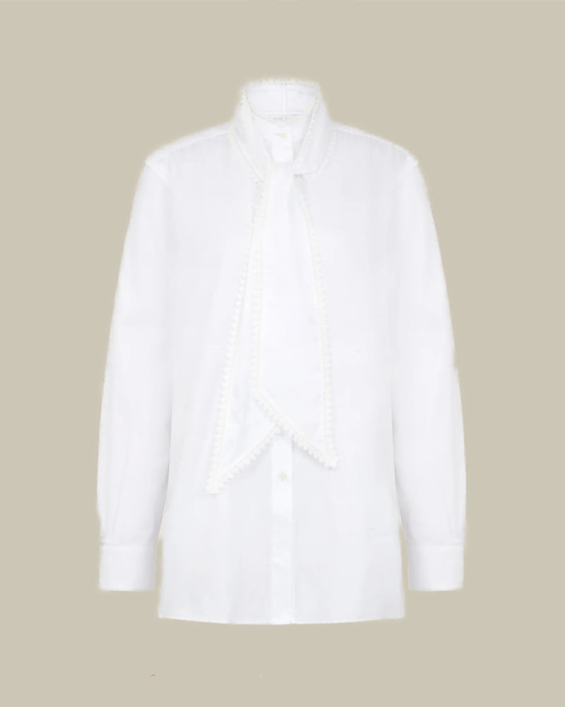Ivory Lace Stand Collar Shirt