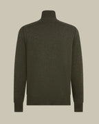 Loden Cashmere Leather Detail Half Zip