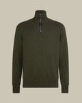 Loden Cashmere Leather Detail Half Zip