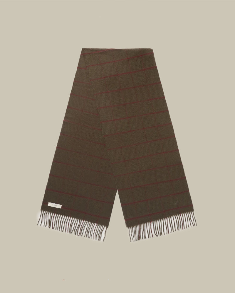 Loden Cashmere Windowpane Check Scarf