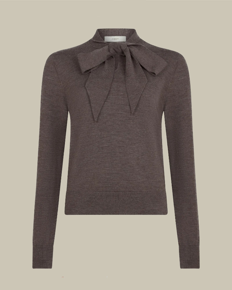 Taupe Brown Newland 14gg Merino Jumper