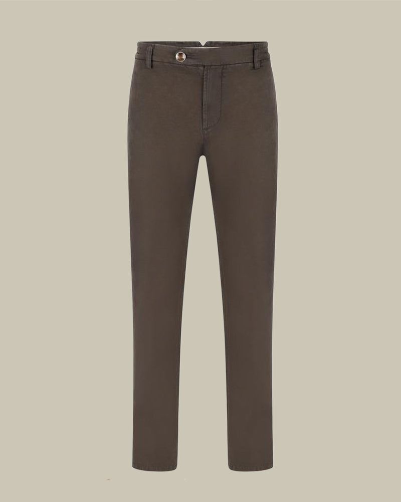 SINGAPORE Brown Cotton & Cashmere Chinos